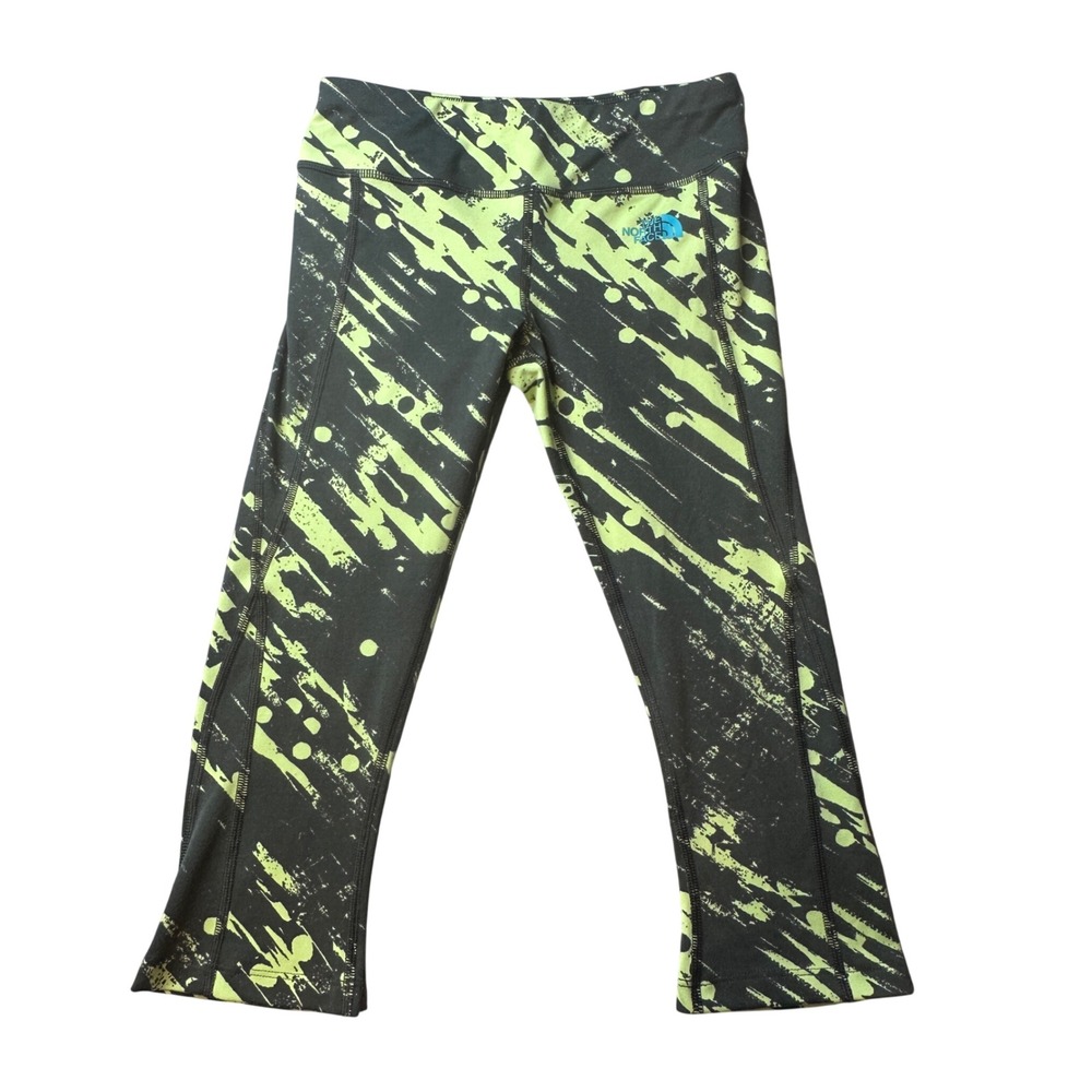 The North Face Leggings Womens XS Green Black‎ Splatter Cropped Athletic Yoga